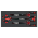 Sealey TBT58 Long Needle Nose Pliers Set with Tool Tray 3pc
