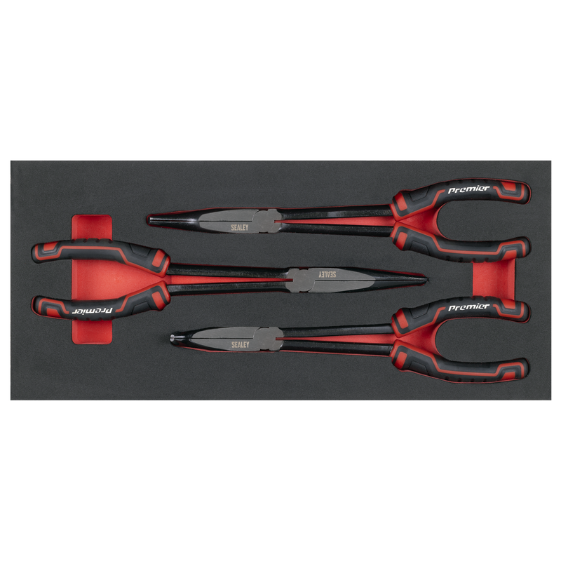 Sealey TBT58 Long Needle Nose Pliers Set with Tool Tray 3pc