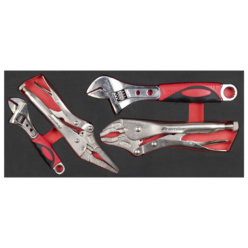 Sealey TBT59 Locking Pliers & Adjustable Wrench Set with Tool Tray 4pc