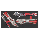 Sealey TBT59 Locking Pliers & Adjustable Wrench Set with Tool Tray 4pc