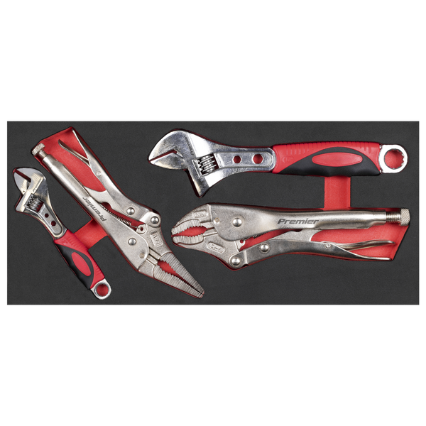 Sealey TBT59 Locking Pliers & Adjustable Wrench Set with Tool Tray 4pc