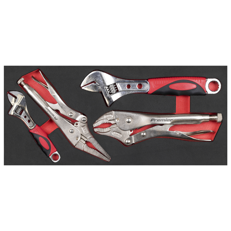 Sealey TBT59 Locking Pliers & Adjustable Wrench Set with Tool Tray 4pc