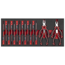 Sealey TBT67 Precision Screwdriver & Mini Pliers Set with Tool Tray 17pc