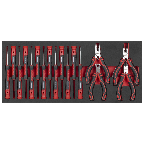 Sealey TBT67 Precision Screwdriver & Mini Pliers Set with Tool Tray 17pc