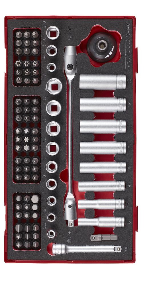 Teng Tools TEA1487 1/4" Socket & Bits Set FOAM1 87 Pieces