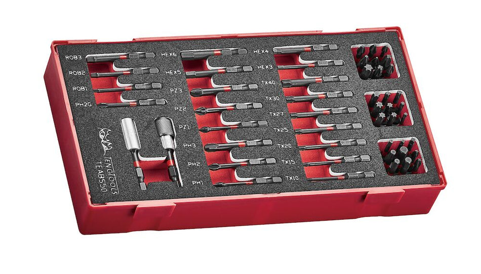 Teng Tools TEABS50 Impact Bit Set FOAM1 50 Pieces