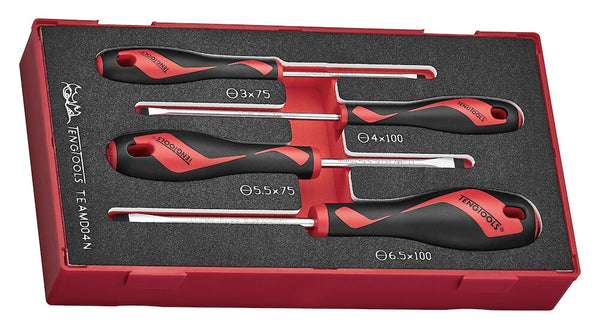 Teng Tools TEAMD04N Screwdriver Set Flat FOAM1 4 Pieces