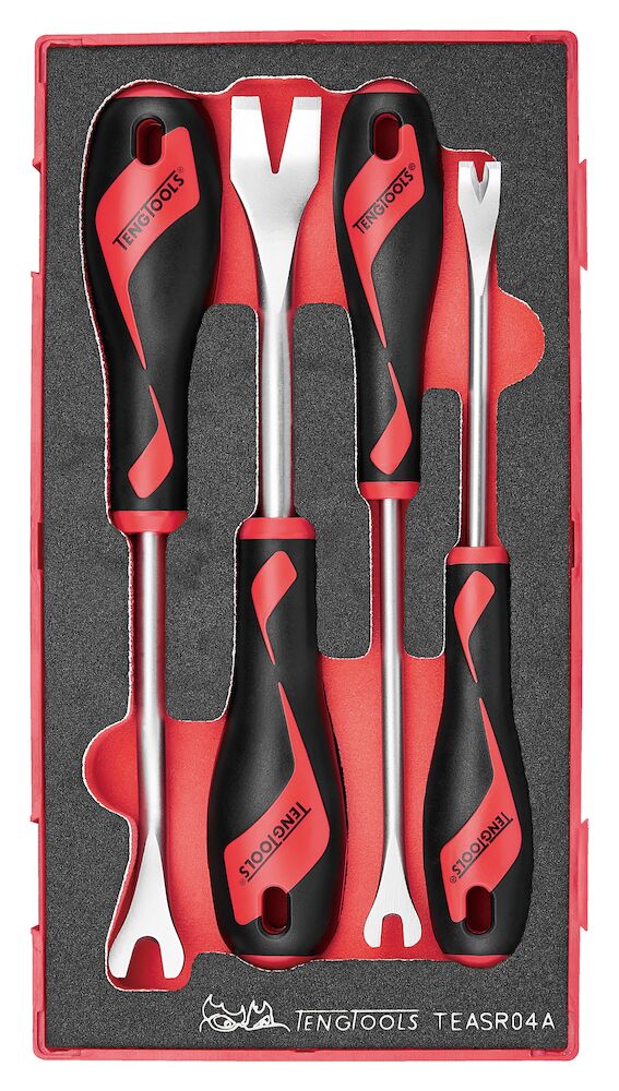 Teng Tools TEASR04A Trim & panel fastener clip removal set FOAM1 4 pcs