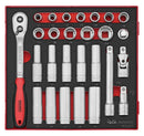 Teng Tools TED1227 1/2" Socket Set 12 pt FOAM2 27 Pieces