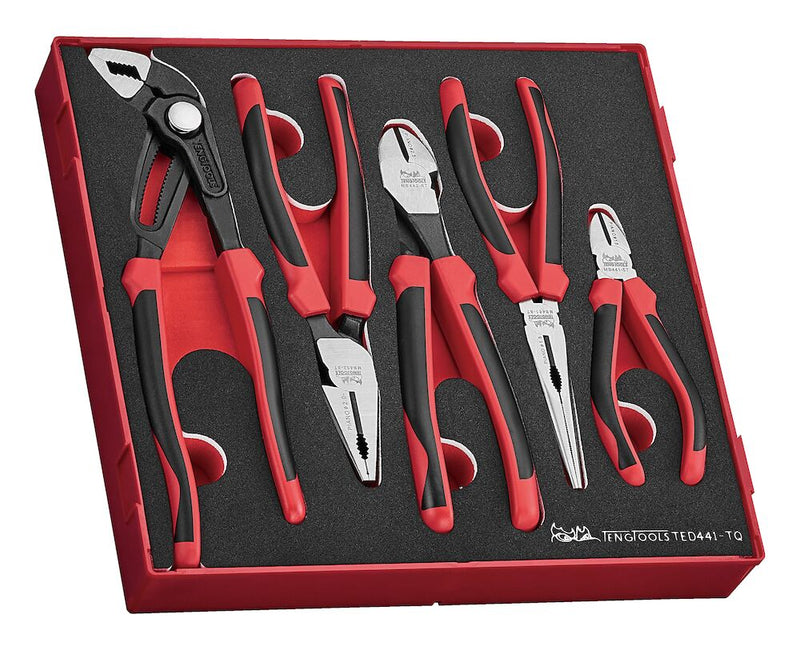 Teng Tools TED441-TQ Plier Set TPR Grip Q FOAM2 5 Pieces