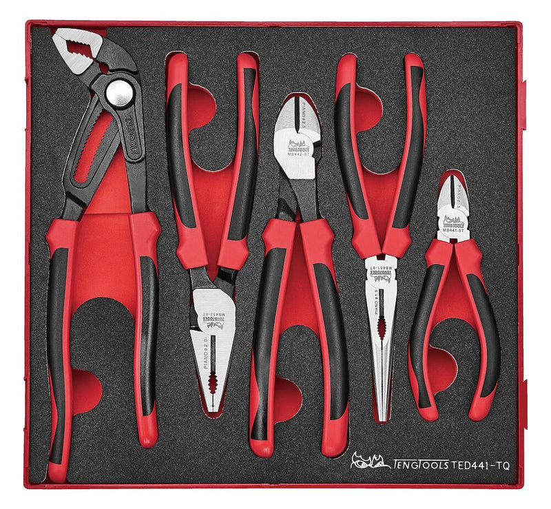 Teng Tools TED441-TQ Plier Set TPR Grip Q FOAM2 5 Pieces