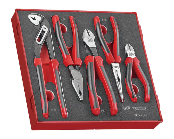Teng Tools TED441-T Plier Set TPR Grip FOAM2 5 Pieces