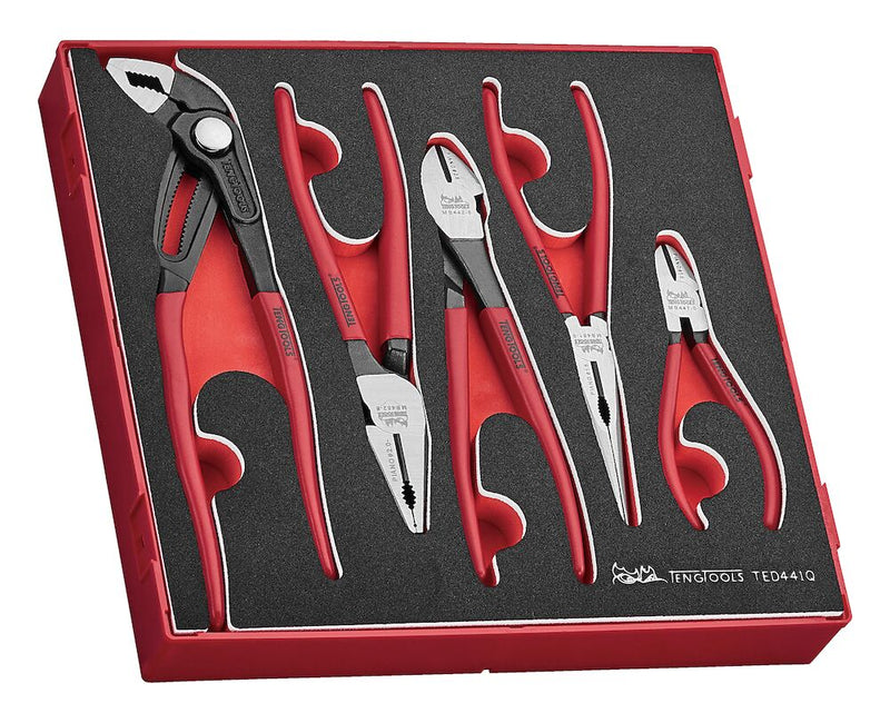 Teng Tools TED441Q Plier Set Vinyl Grip Q FOAM2 5 Pieces