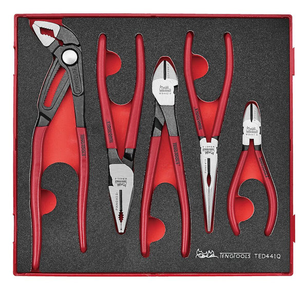 Teng Tools TED441Q Plier Set Vinyl Grip Q FOAM2 5 Pieces