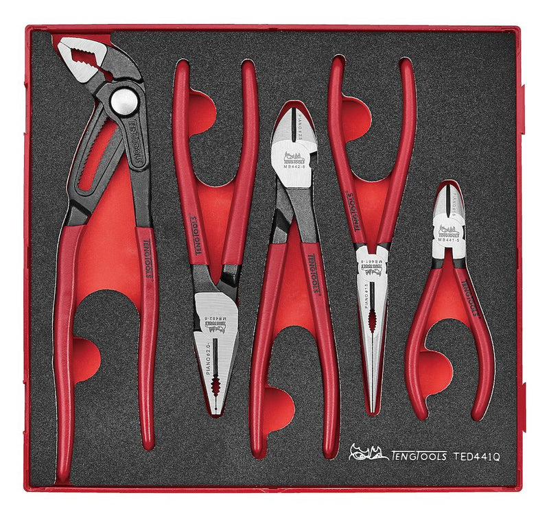 Teng Tools TED441Q Plier Set Vinyl Grip Q FOAM2 5 Pieces