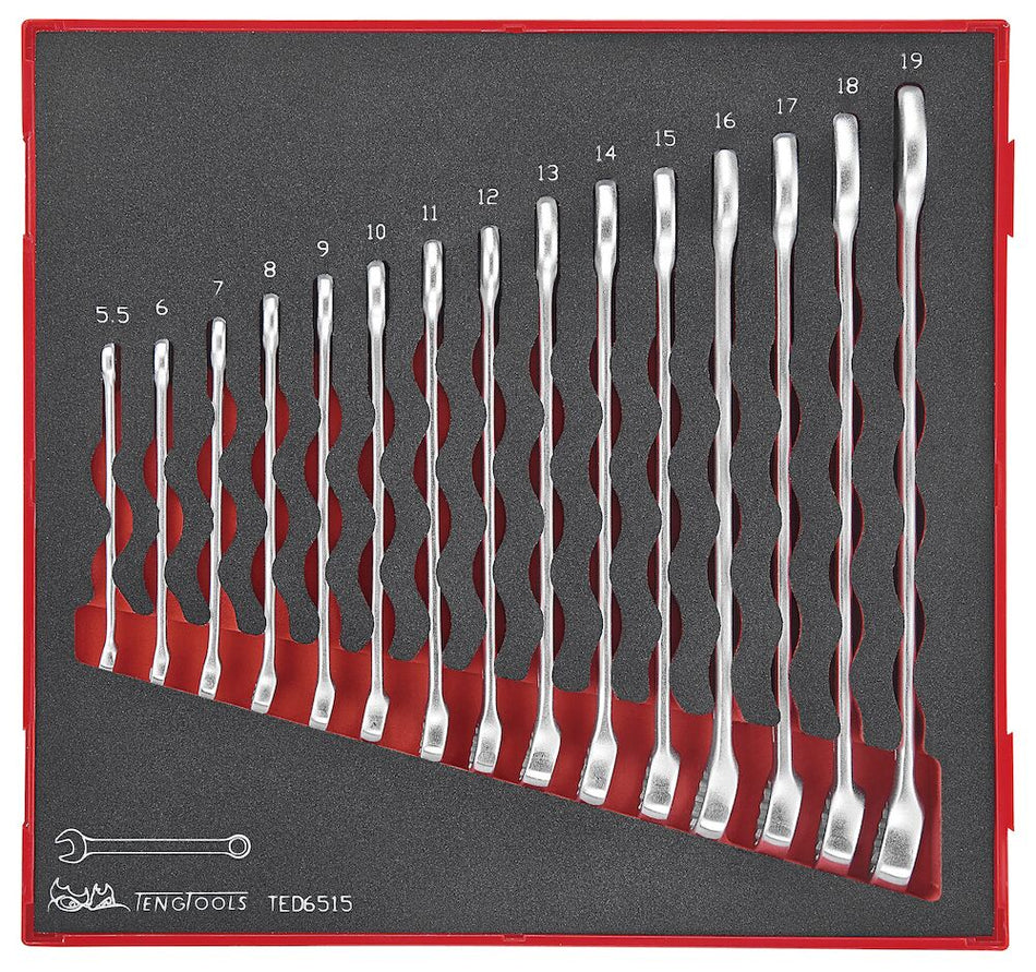 Teng Tools TED6515 Combination Spanner Set FOAM2 15 Pieces