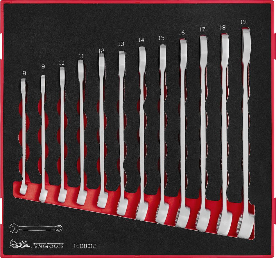 Teng Tools TED8012 Combination Spanner Set Anti Slip FOAM2 12 Pieces