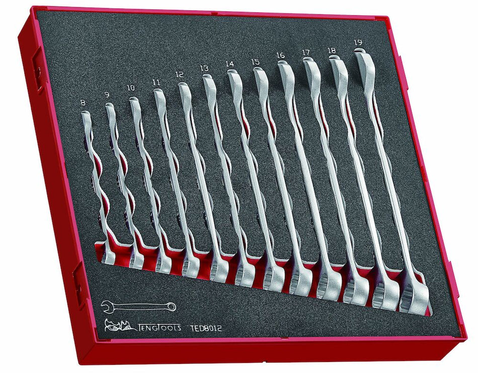 Teng Tools TED8012 Combination Spanner Set Anti Slip FOAM2 12 Pieces
