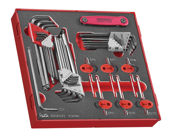 Teng Tools TEDHT42 Ball Point Hex & TX Key Set FOAM2 42 Pieces