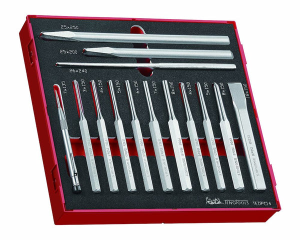 Teng Tools TEDPC14 Punsch & Chisel Set FOAM2 14 Pieces
