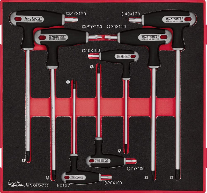 Teng Tools TEDTX7 T-Handle TX Key Set FOAM2 7 Pieces