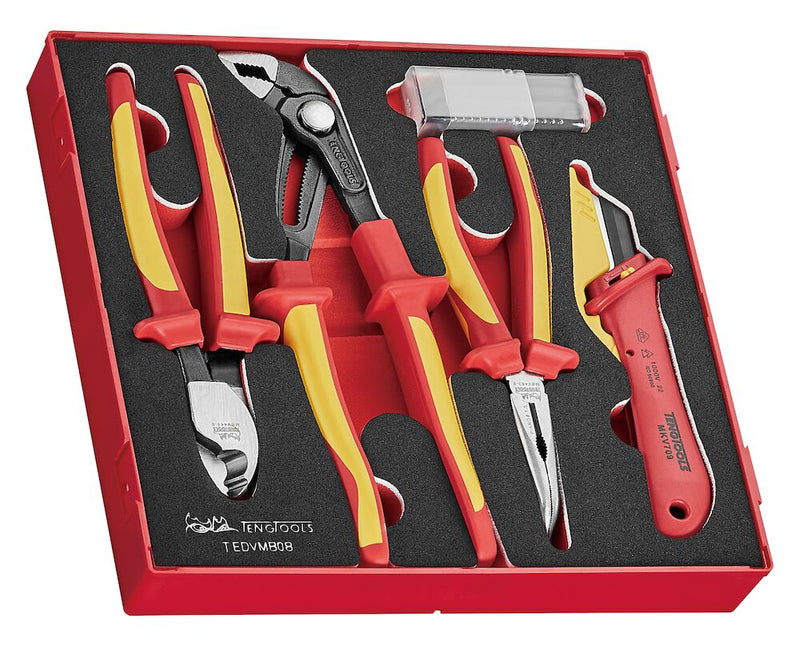 Teng Tools TEDVMB08 Insulated Plier & Knife Set FOAM2 8 Pieces