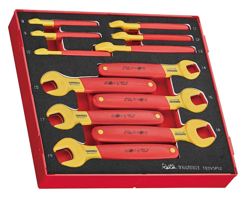 Teng Tools TEDVSP12 Insulated Spanner Set FOAM2 12 Pieces