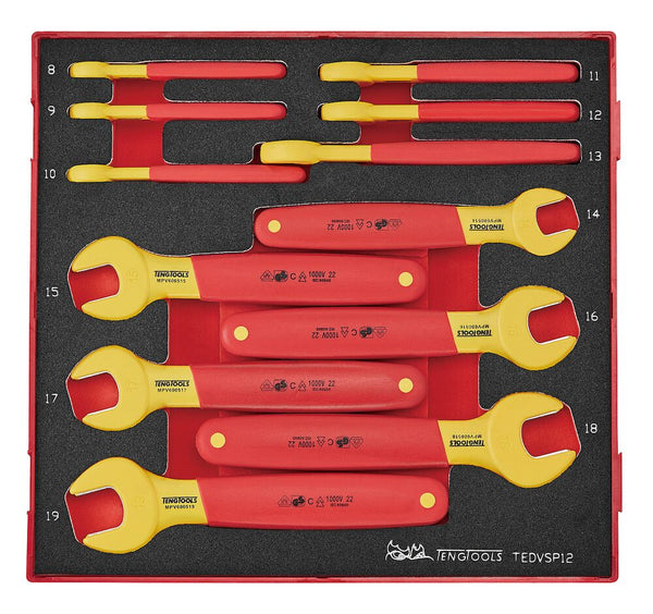 Teng Tools TEDVSP12 Insulated Spanner Set FOAM2 12 Pieces