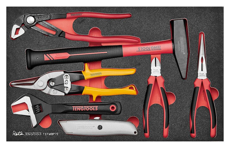 Teng Tools TEFMBP7E Plier and Engineers Hammer Set 7 Pcs