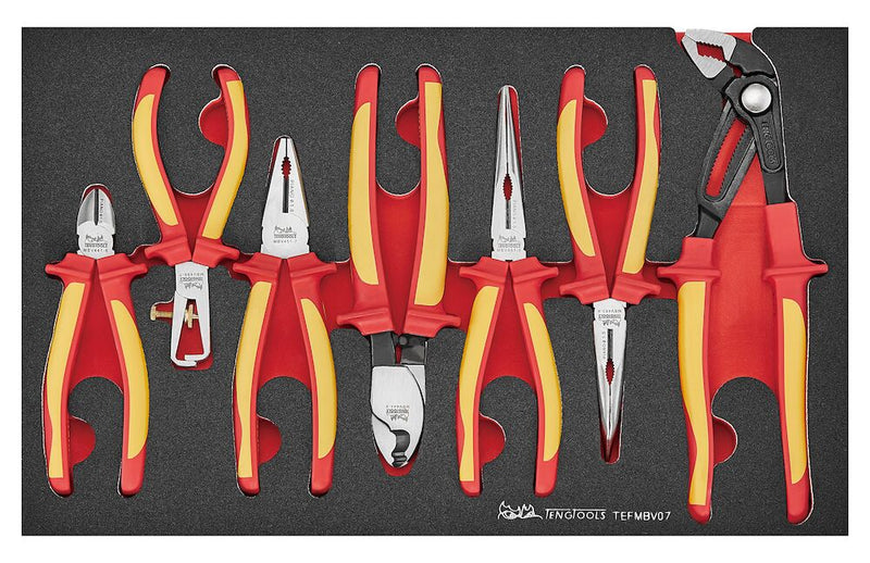 Teng Tools TEFMBV07 Insulated Plier Set FOAM3 7 pieces