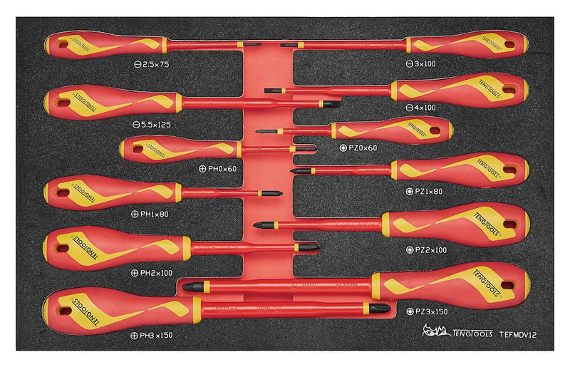 Teng Tools TEFMDV12 Insulated Screwdriver Set 12 Piece