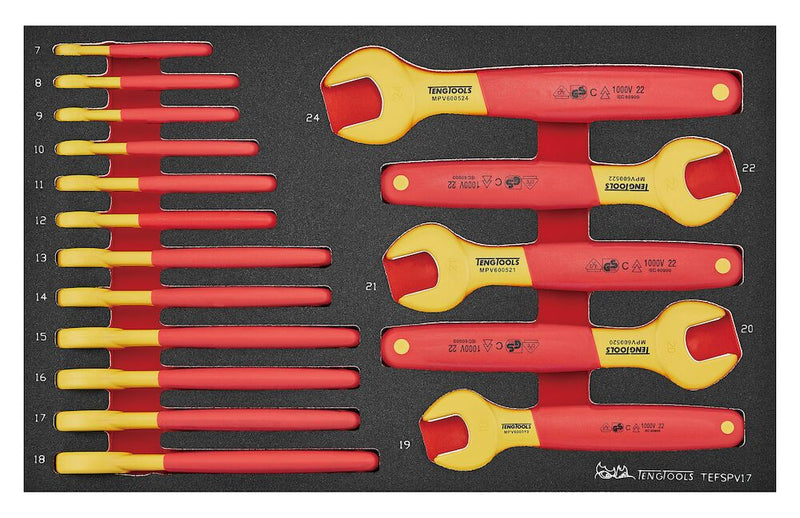 Teng Tools TEFSPV17 Insulated Spanner Set FOAM3 17 Pieces