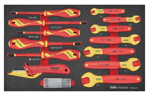 Teng Tools TEFXV17 Insulated Spanner & Screwdriver Set FOAM3 17 Pieces