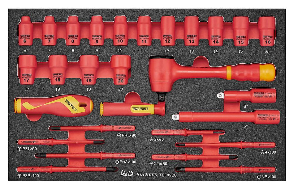 Teng Tools TEFXV28 Insulated Socket and Screwdriver Set 28 Piece