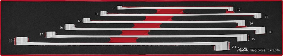 Teng Tools TEXFLS06 Long Double Ring Spanner Set FOAMX4 6 Pieces