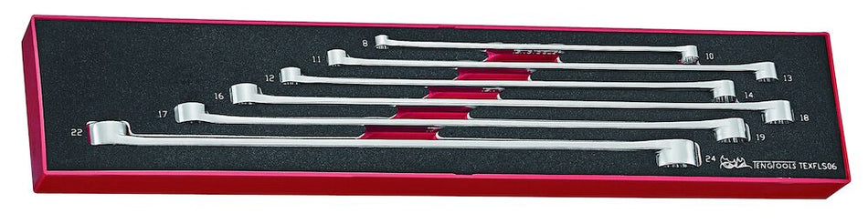 Teng Tools TEXFLS06 Long Double Ring Spanner Set FOAMX4 6 Pieces