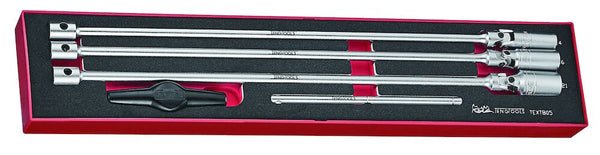 Teng Tools TEXTB05 3/8" T Bar Spark Plug Socket Set FOAMX4 5 Pieces