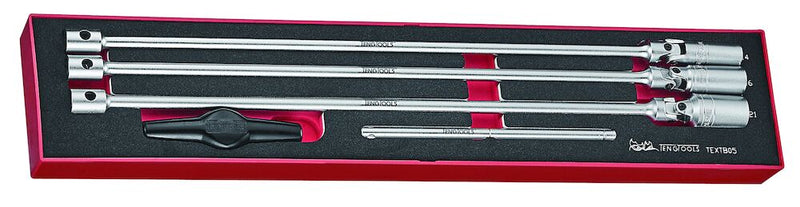 Teng Tools TEXTB05 3/8" T Bar Spark Plug Socket Set FOAMX4 5 Pieces