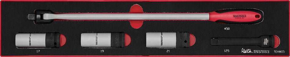 Teng Tools TEXW05 Wheel Tool Set FOAMX4 5 Pieces