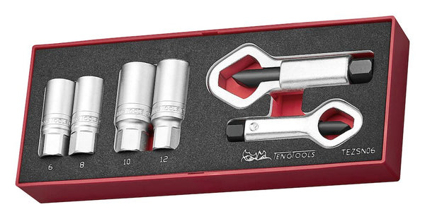 Teng Tools TEZSN06 Extractor and Nut Splitter Set FOAMX2 6 Pieces