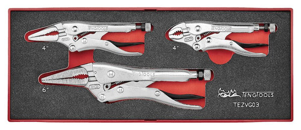 Teng Tools TEZVG03 Power Grip Plier Set FOAMX2 3 Pieces
