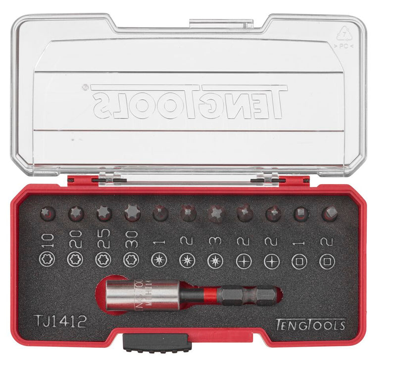Teng Tools TJ1412 Impact Bit Set Construction With Belt Clip Mixed 12 Pieces