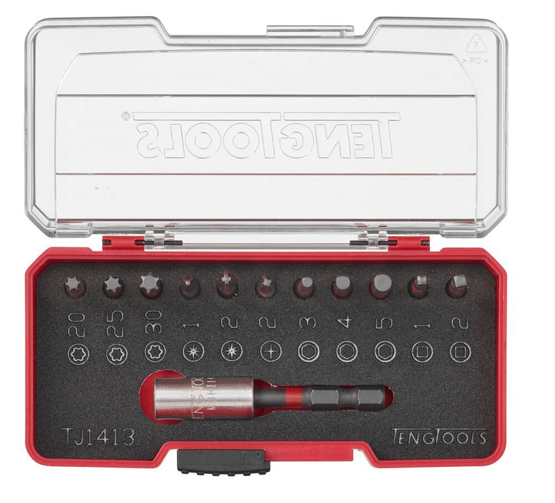 Teng Tools TJ1413 Impact Bit Set With Belt Clip Mixed 12 Pieces