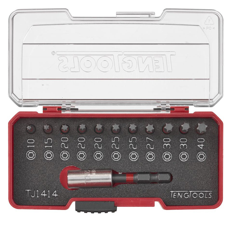 Teng Tools TJ1414 Impact Bit Set With Belt Clip TX 12 Pieces