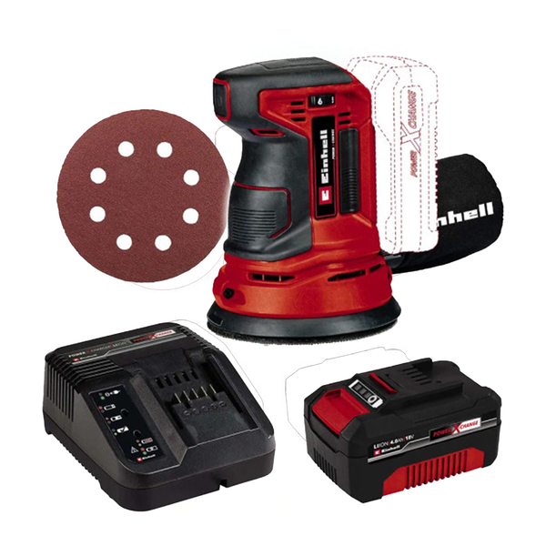 Einhell 4462010 TE-RS 18V Li 125mm Rotating Sander with 1x 4Ah Battery & Charger