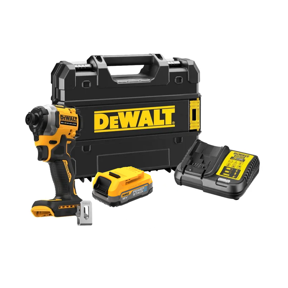 DeWalt DCF850E2T-GB 18V XR Brushless Compact Impact Driver - 1 X POWERSTACK