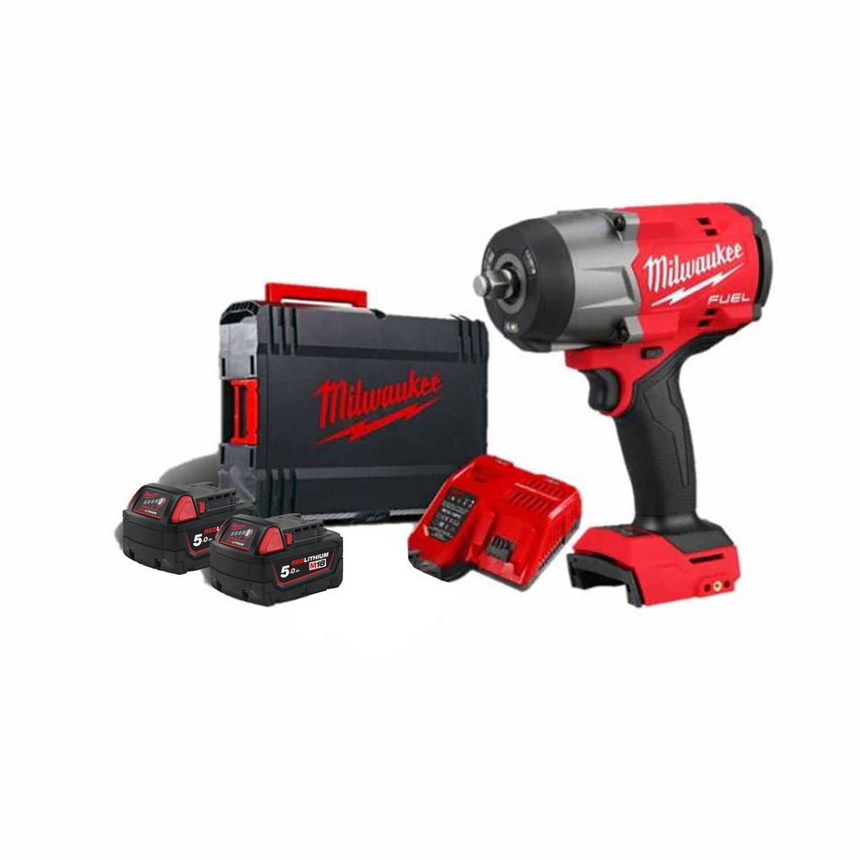 Milwaukee 4933498251 M18FHIW2F12-502X 18V Fuel 1/2" High Torque Impact Wrench with Friction Ring & 2x 5.0Ah Batteries