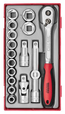 Teng Tools TT1218-6 1/2" Socket Set 6 pt TT1 17 Pieces