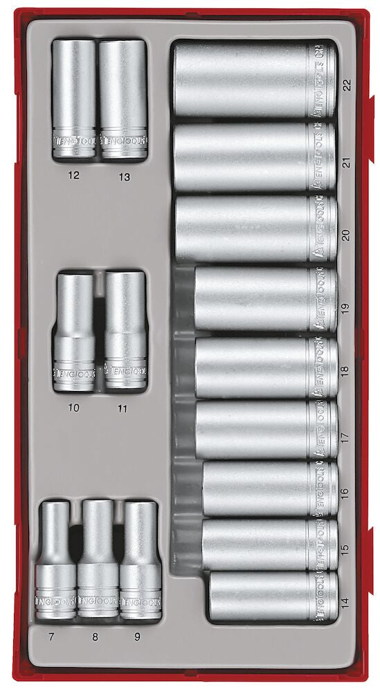 Teng Tools TT3816 Socket Set 3/8" Drive 16 Pieces TT Tray