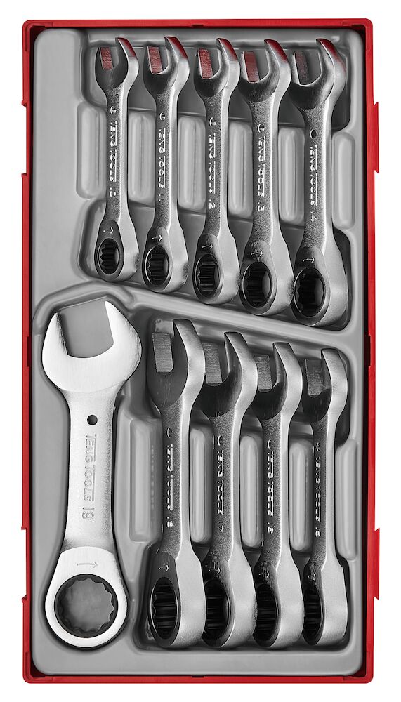 Teng Tools TT6010MRS Stubby Ratcheting Combination Spanner Set TT1 10 Pieces
